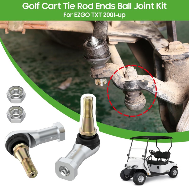 10L0L Ball Joint Tie Rod End Kit for EZGO TXT 2001-up Electric & Gas Golf Cart, OEM# 70902-G01 70902-G02, Set of 2 (Driver & Passenger Side) - Image 2